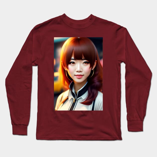 Anime Cute Girl Design Long Sleeve T-Shirt by Rahul Store 24